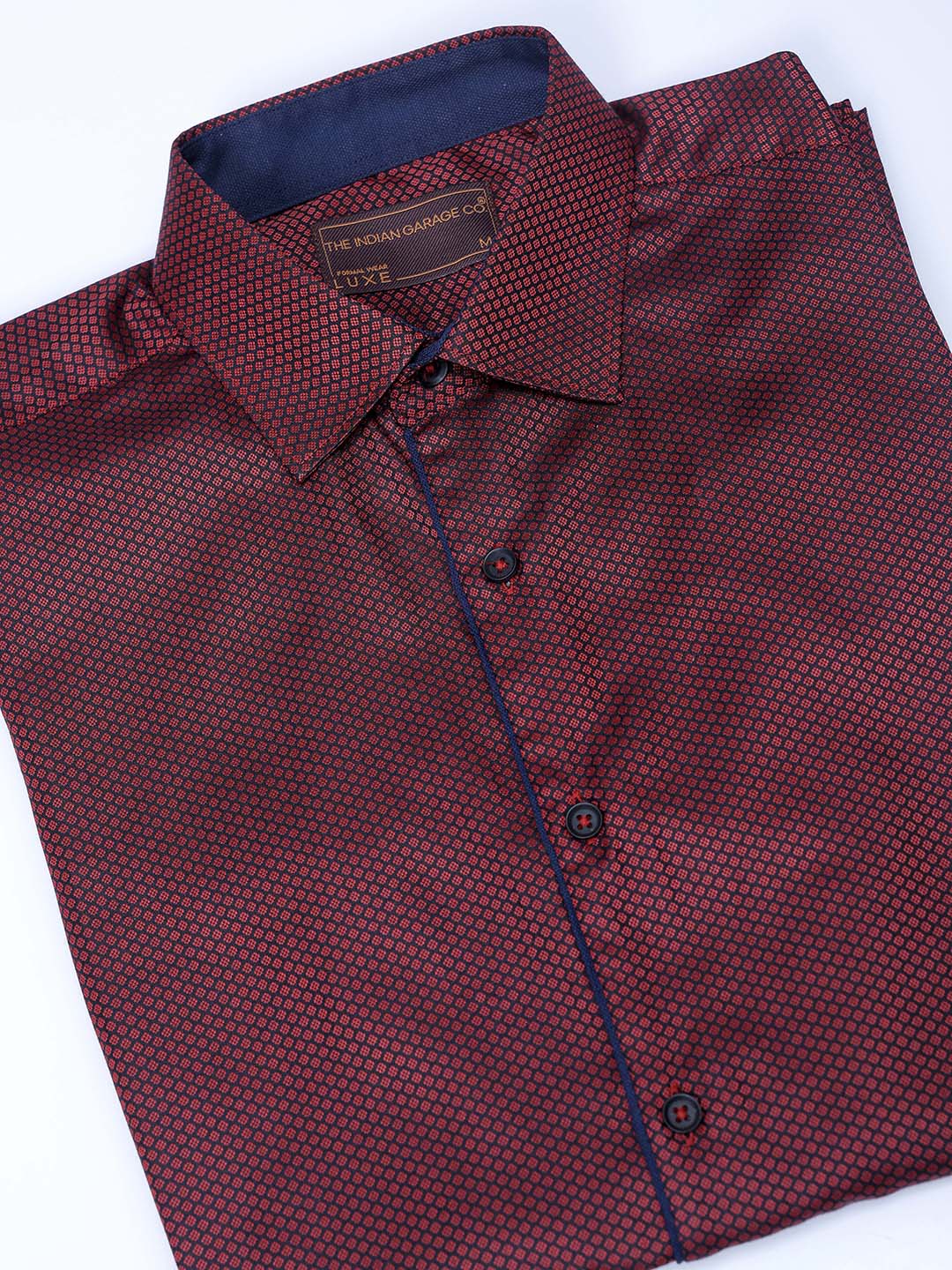 Men's Maroon Slim Fit Solid Formal Shirt