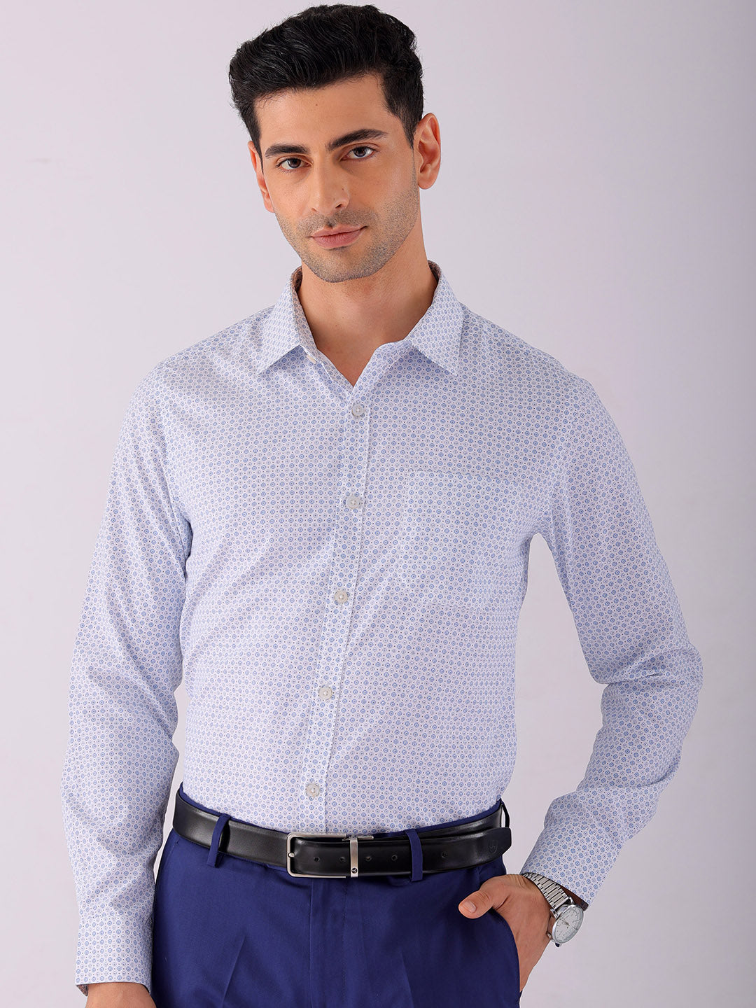 Shop Men's Ditsy Printed Slim Fit Formal Shirt Online.