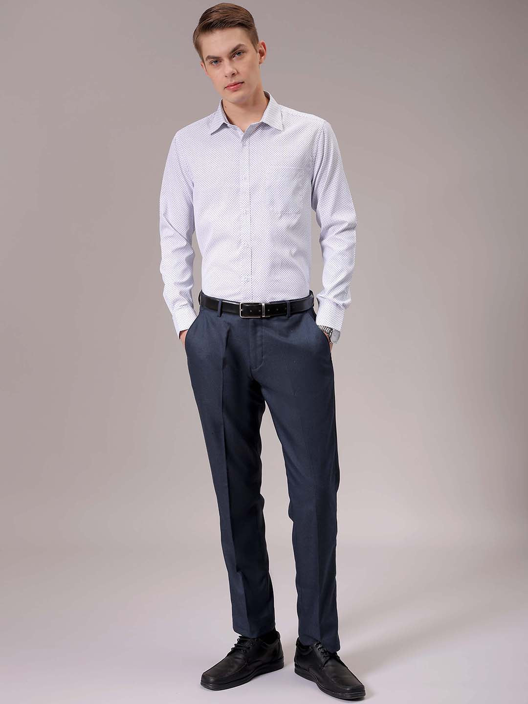 Men's Blue Slim Fit Ditsy Formal Shirt