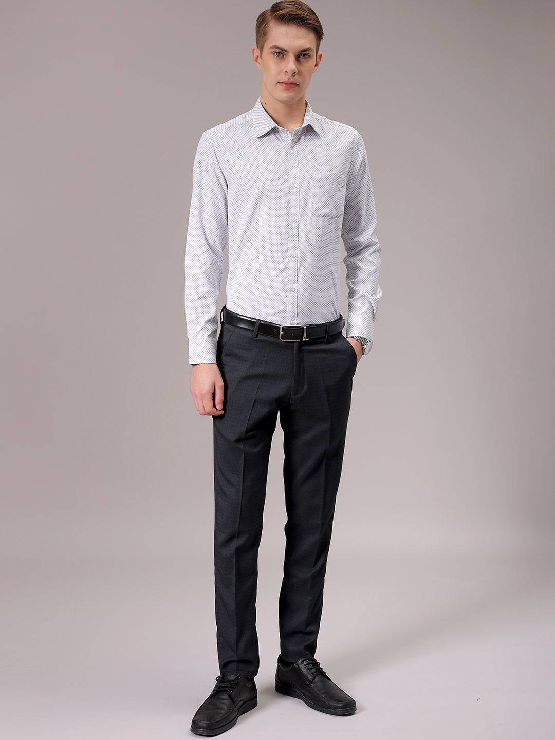 Men's Black Slim Fit Ditsy Formal Shirt