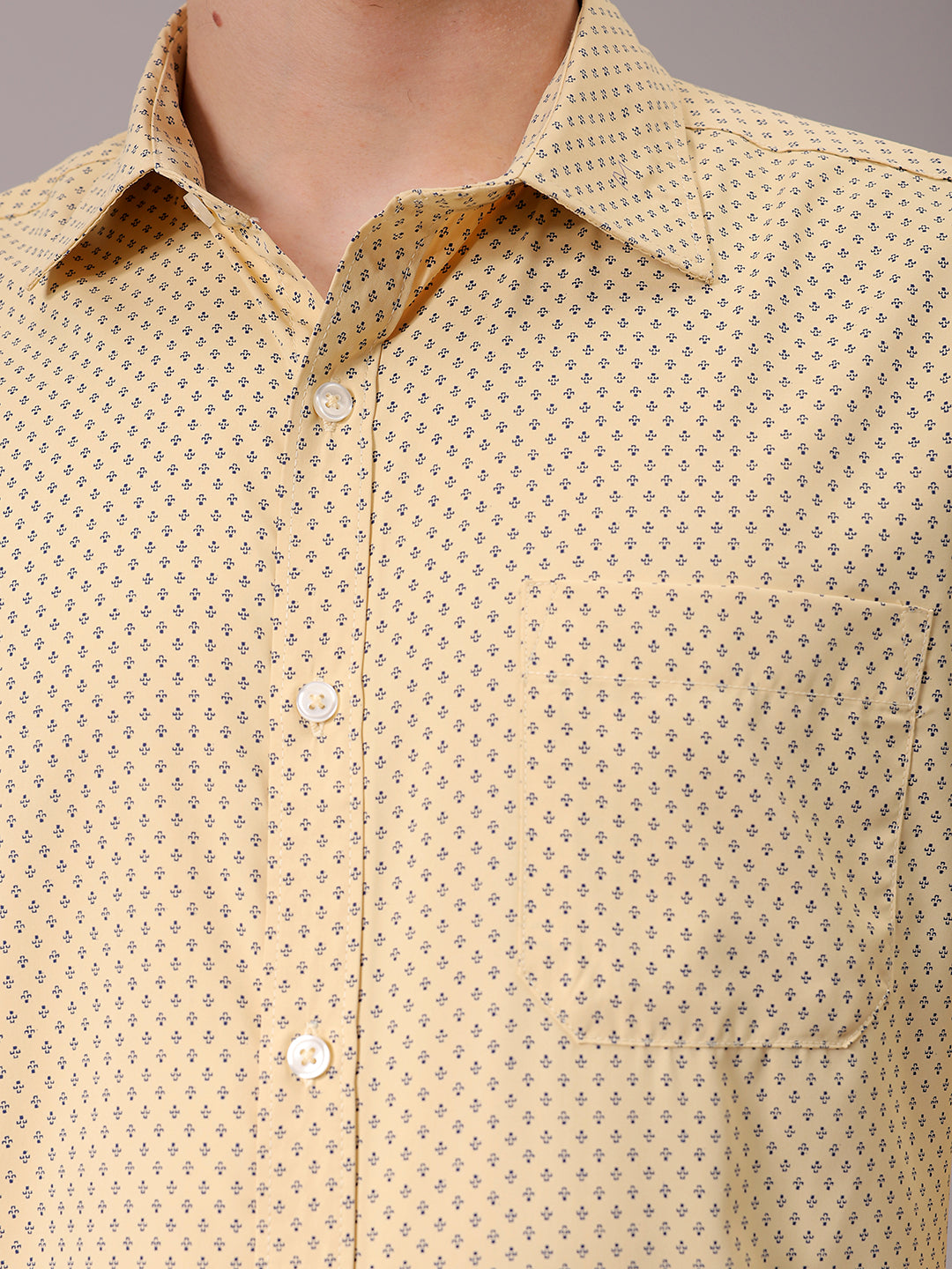 Men's Yellow Slim Fit Ditsy Formal Shirt