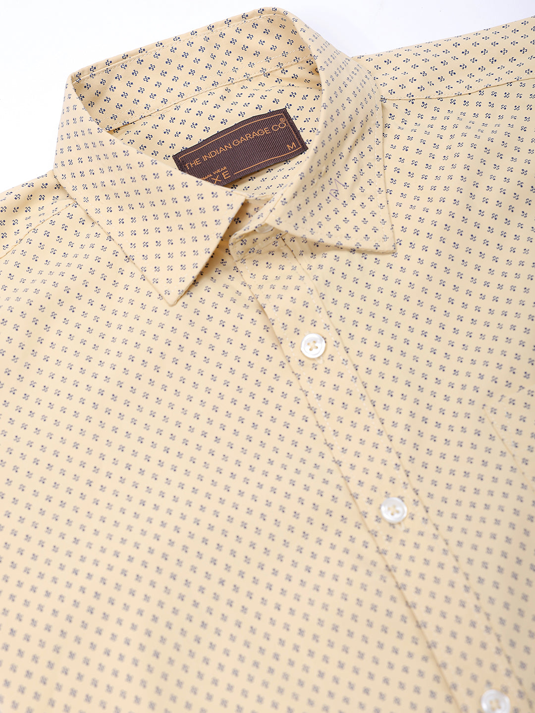 Men's Yellow Slim Fit Ditsy Formal Shirt