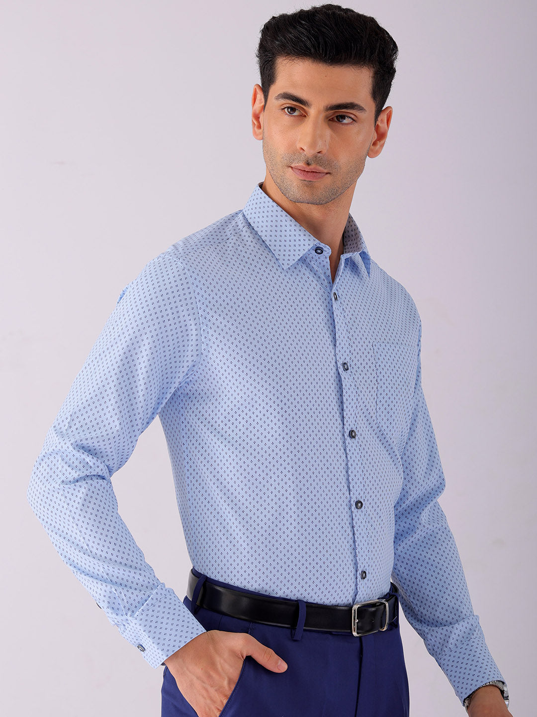 Shop Men's Ditsy Printed Slim Fit Formal Shirt Online.