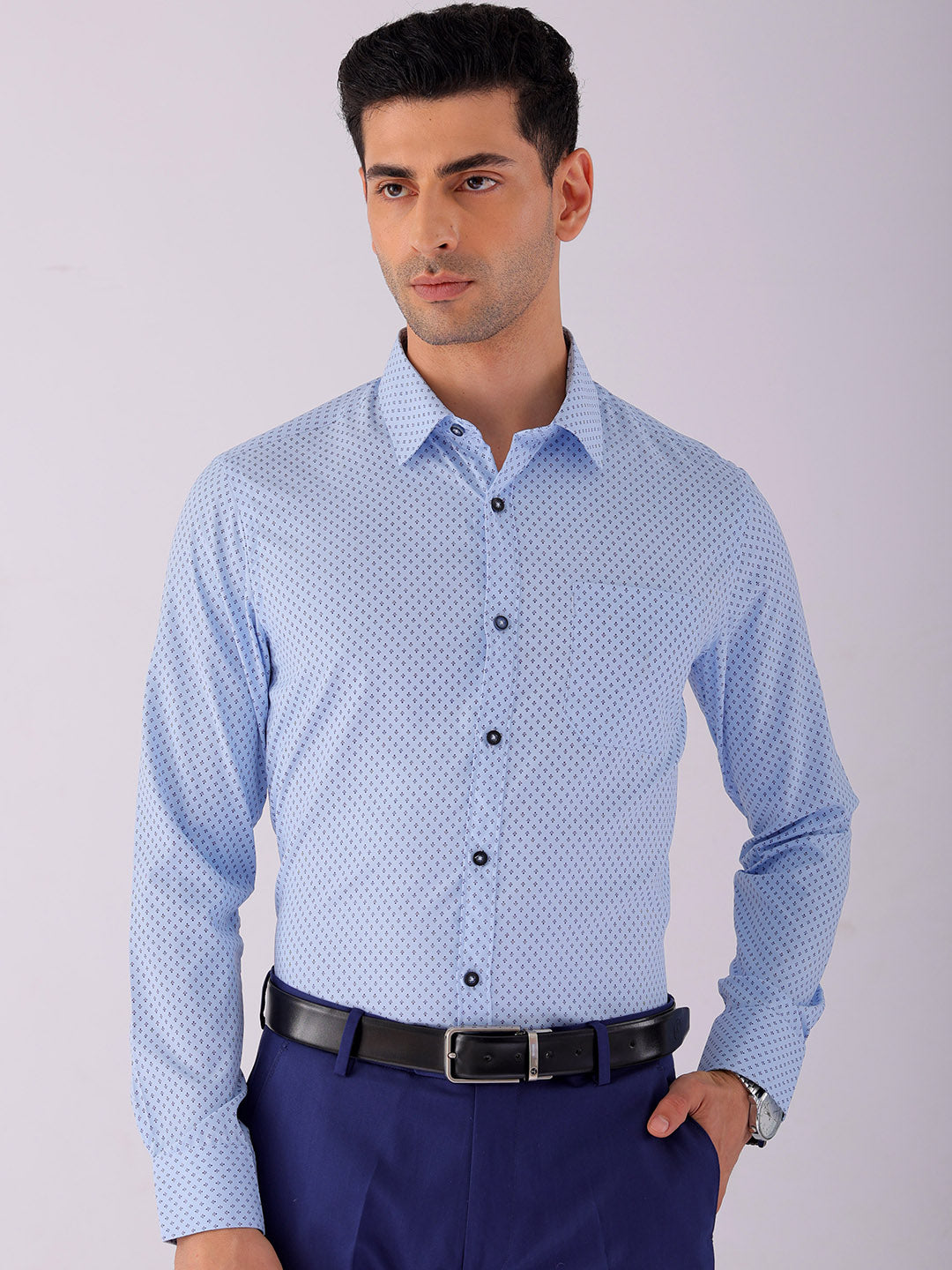 Shop Men's Ditsy Printed Slim Fit Formal Shirt Online.