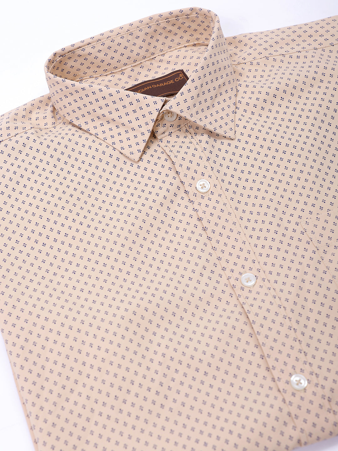 Men's Khaki Slim Fit Ditsy Formal Shirt