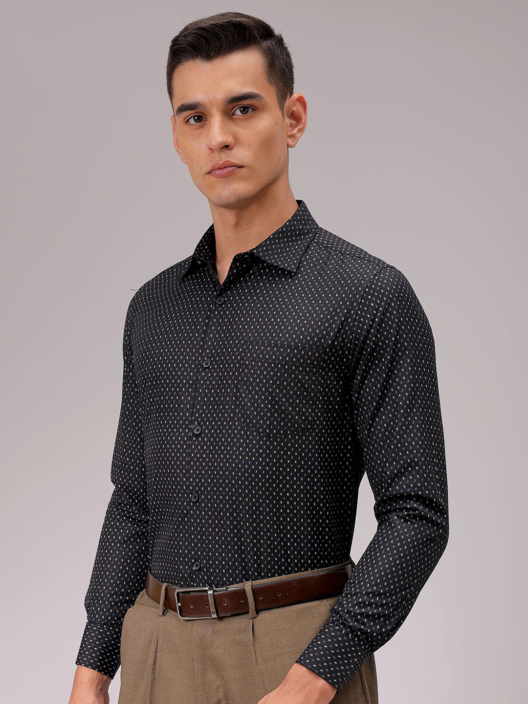 Men's Slim Fit Ditsy Formal Shirt