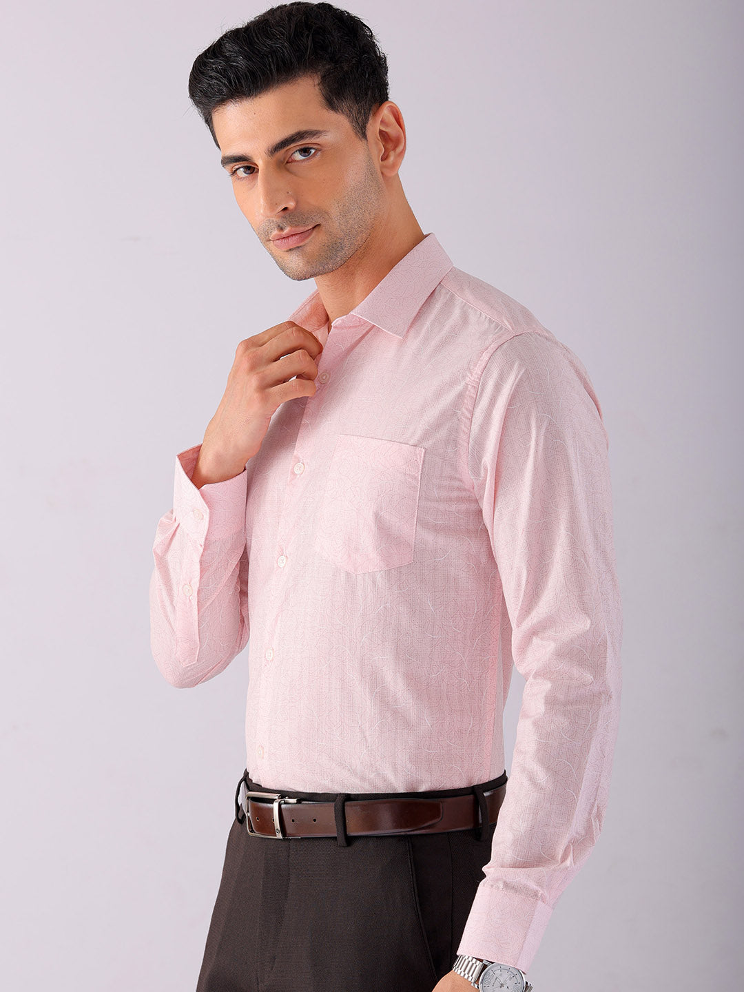 Shop Men's Ditsy Printed Slim Fit Formal Shirt Online.