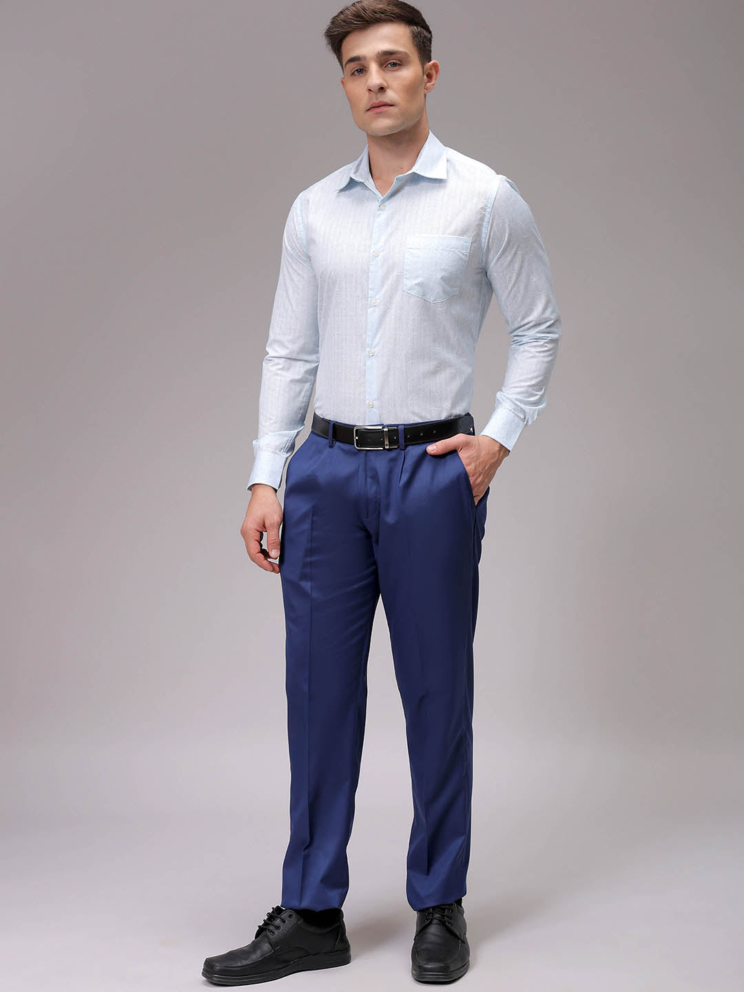 Men's Blue Slim Fit Ditsy Printed Formal Shirt