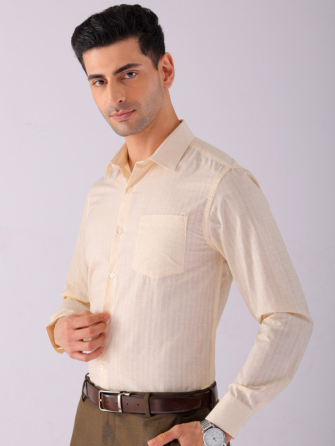 Shop Men's Ditsy Printed Slim Fit Formal Shirt Online.