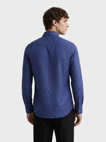 Men's Full Sleeves Slim Fit Navy Blue Shirt