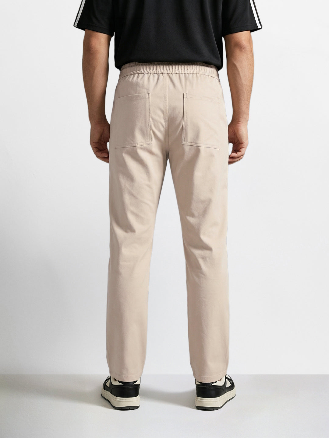 Men's Beige Slim Fit Solid Utility Cargo