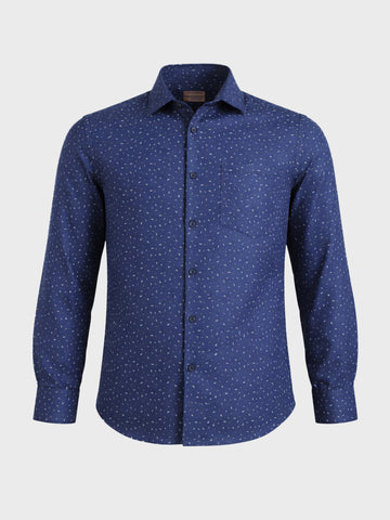 Men's Full Sleeves Slim Fit Navy Blue Shirt