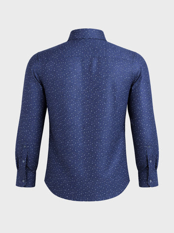 Men's Full Sleeves Slim Fit Navy Blue Shirt