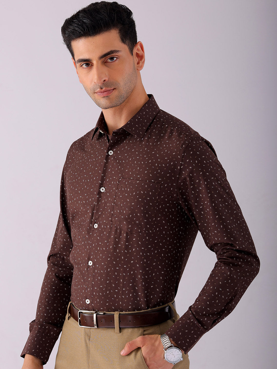 Shop Men's Ditsy Printed Slim Fit Formal Shirt Online.