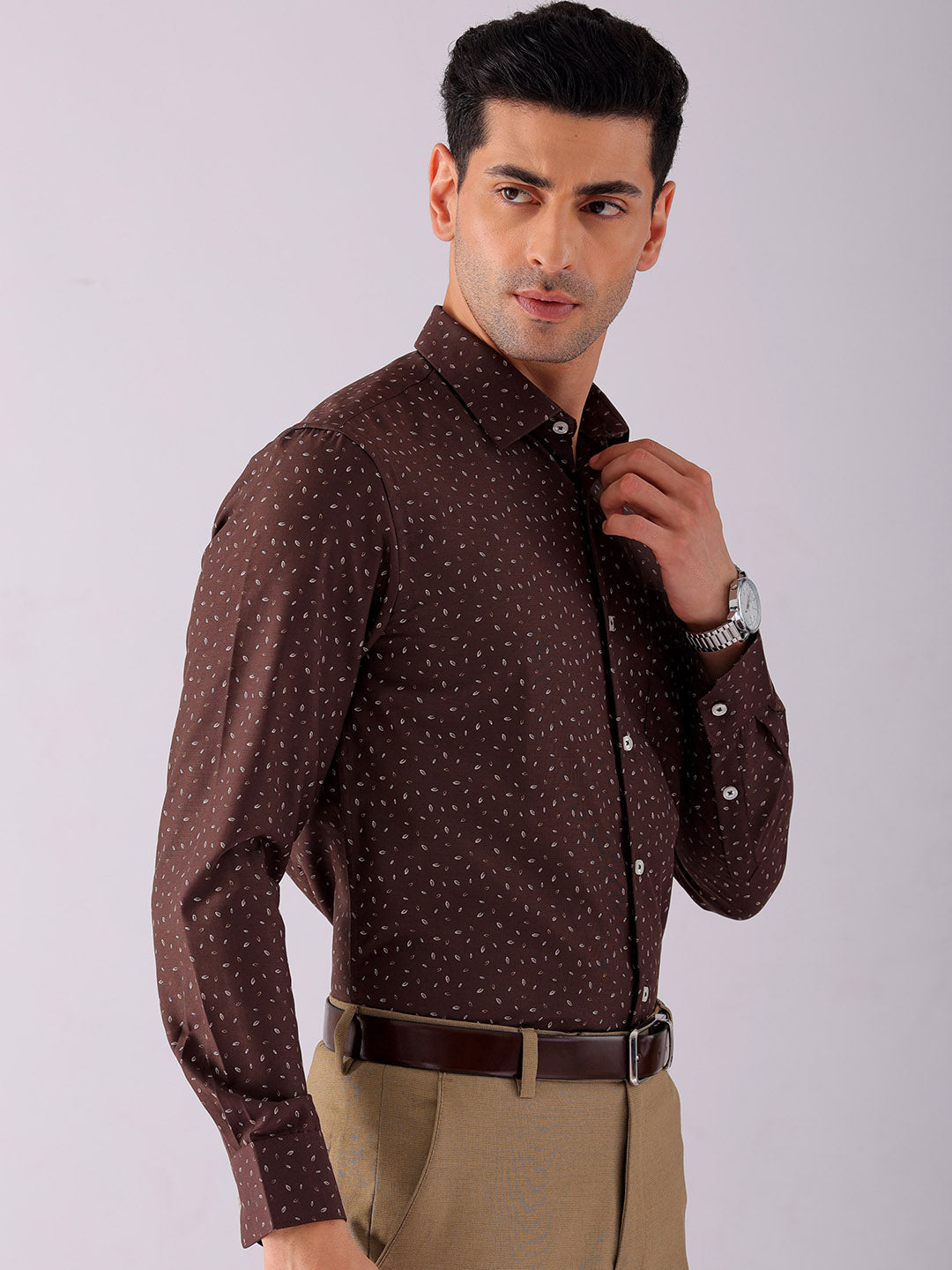 Shop Men's Ditsy Printed Slim Fit Formal Shirt Online.