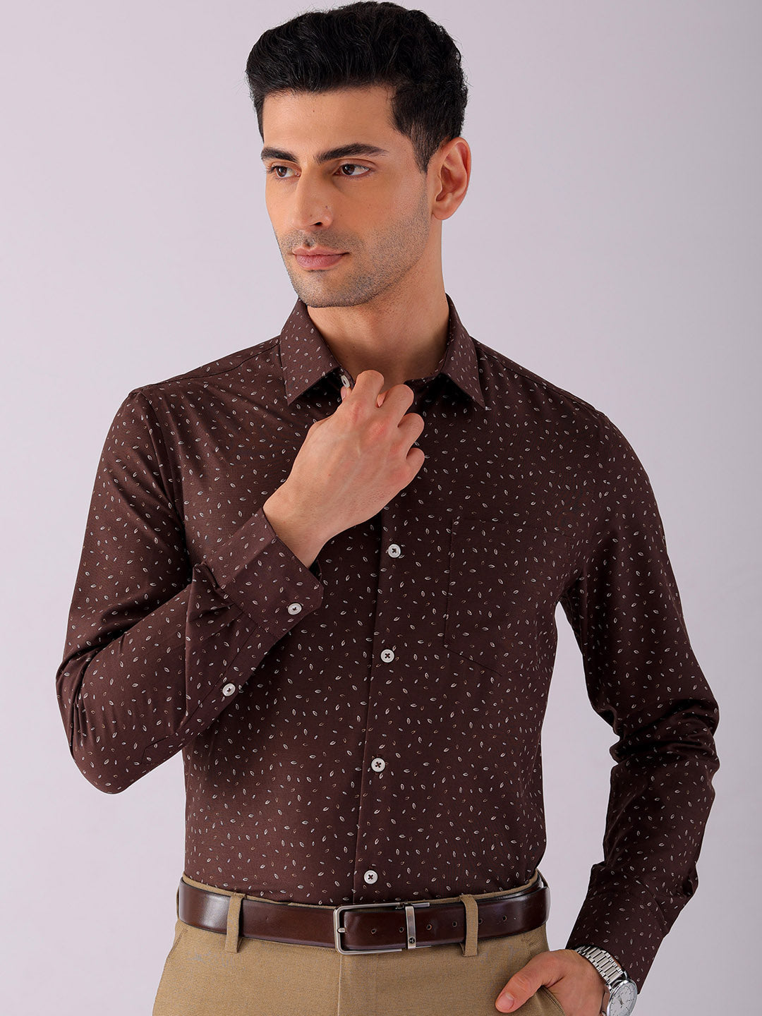 Shop Men's Ditsy Printed Slim Fit Formal Shirt Online.