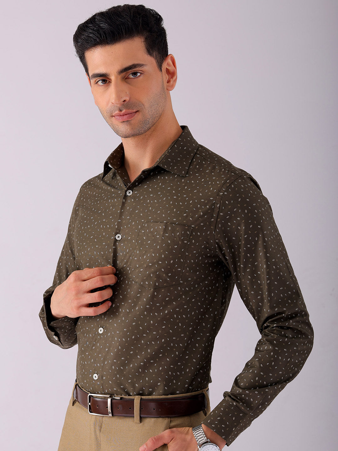 Shop Men's Ditsy Printed Slim Fit Formal Shirt Online.