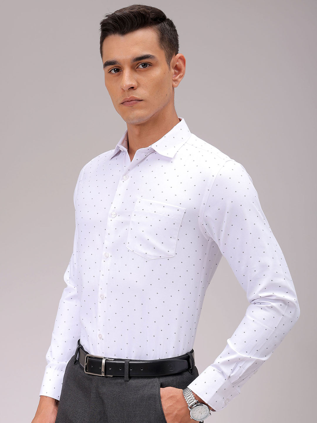 Men's Slim Fit Ditsy Formal Shirt