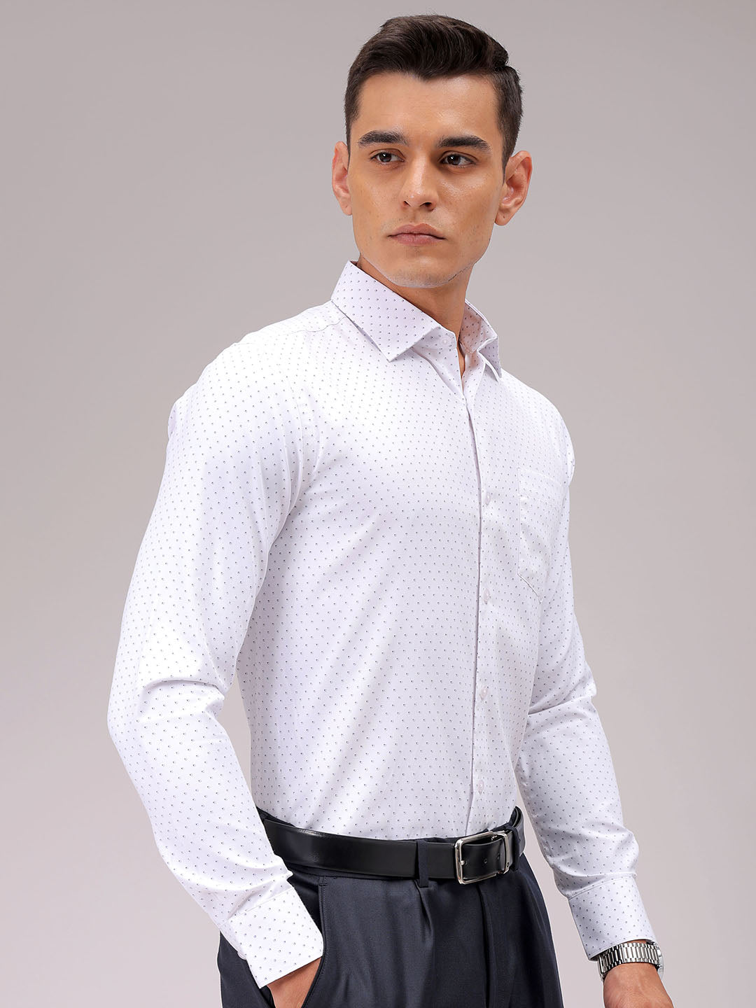 Men's Slim Fit Ditsy Formal Shirt