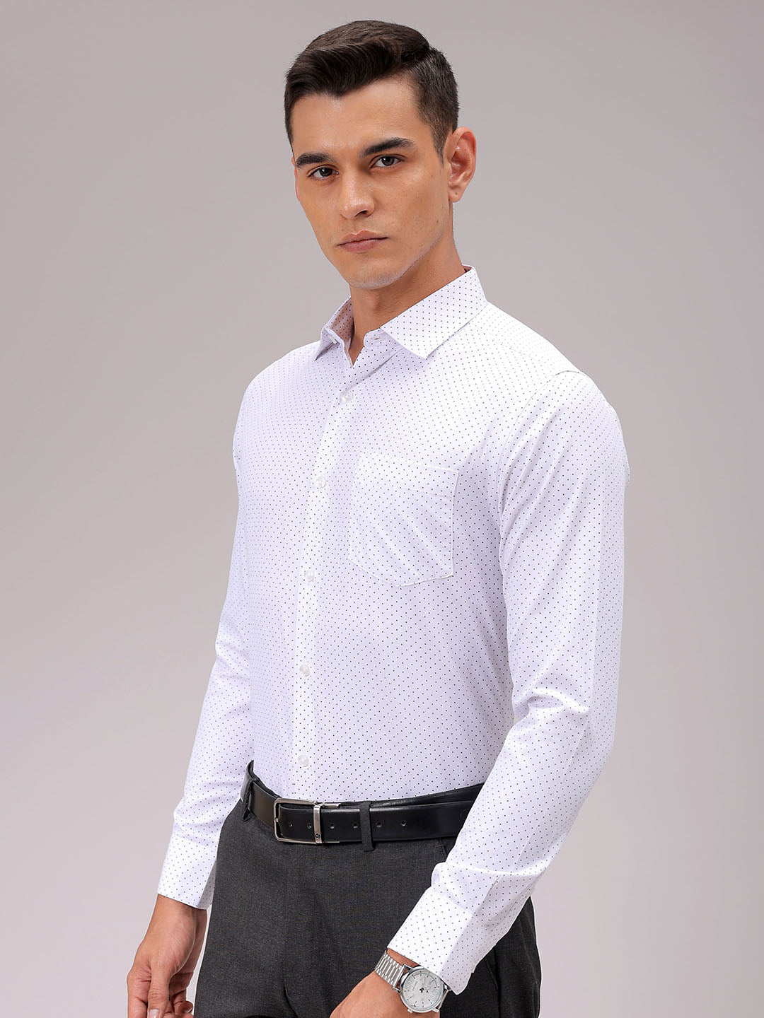 Men's Slim Fit Ditsy Formal Shirt