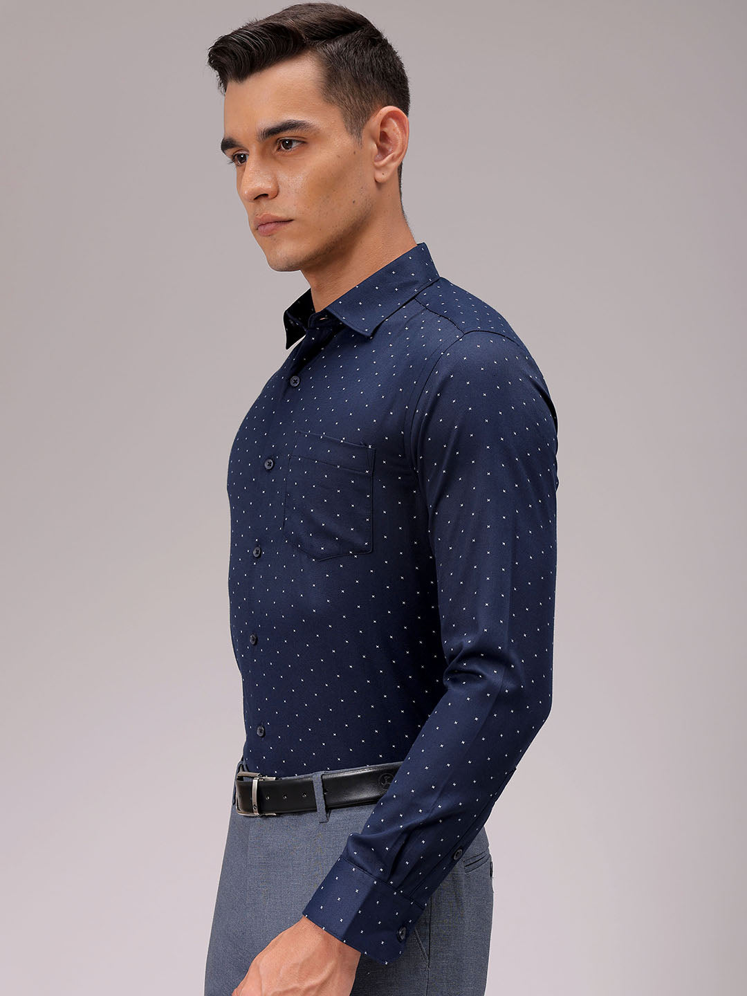 Men's Slim Fit Ditsy Formal Shirt