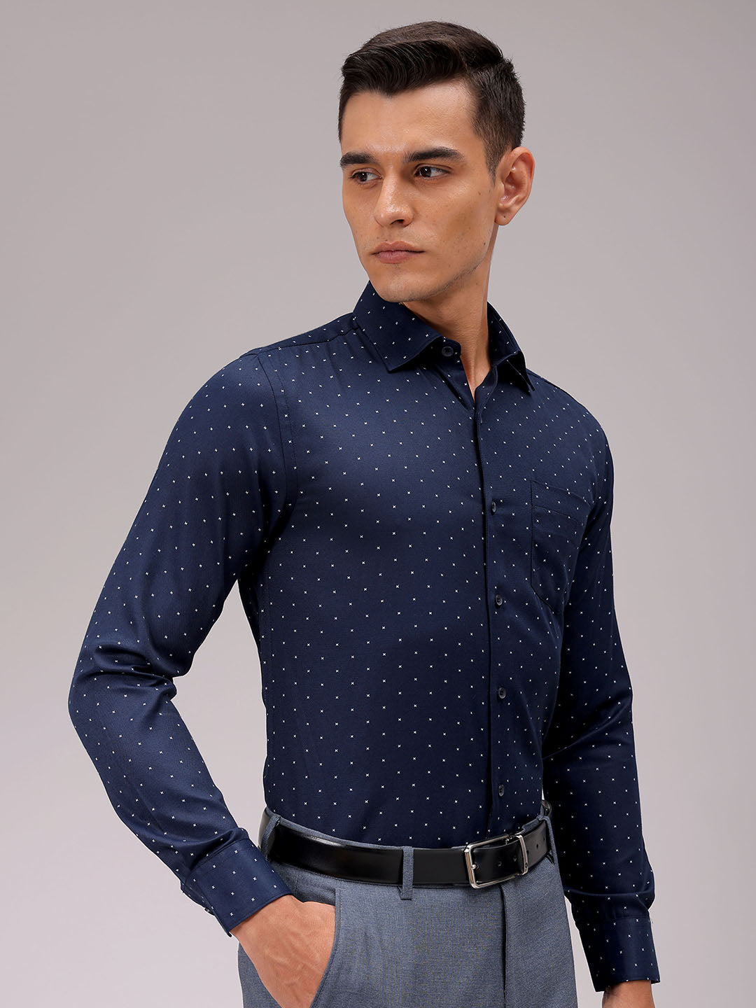 Men's Slim Fit Ditsy Formal Shirt