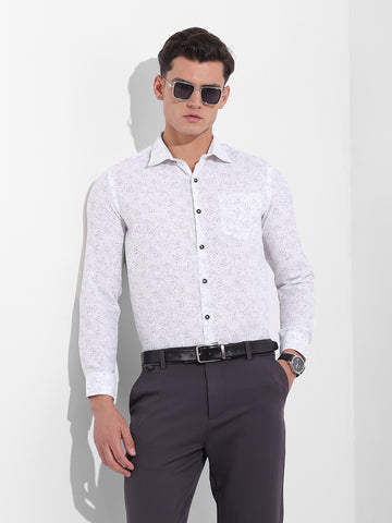 Men's Black Slim Fit Printed Formal Shirt