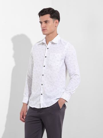 Men's Black Slim Fit Printed Formal Shirt