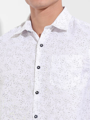 Men's Black Slim Fit Printed Formal Shirt