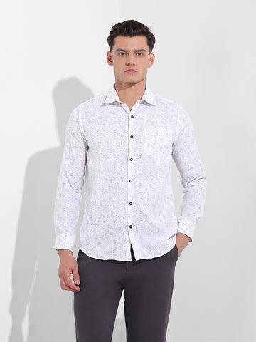 Men's Black Slim Fit Printed Formal Shirt
