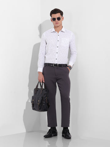 Men's Black Slim Fit Printed Formal Shirt
