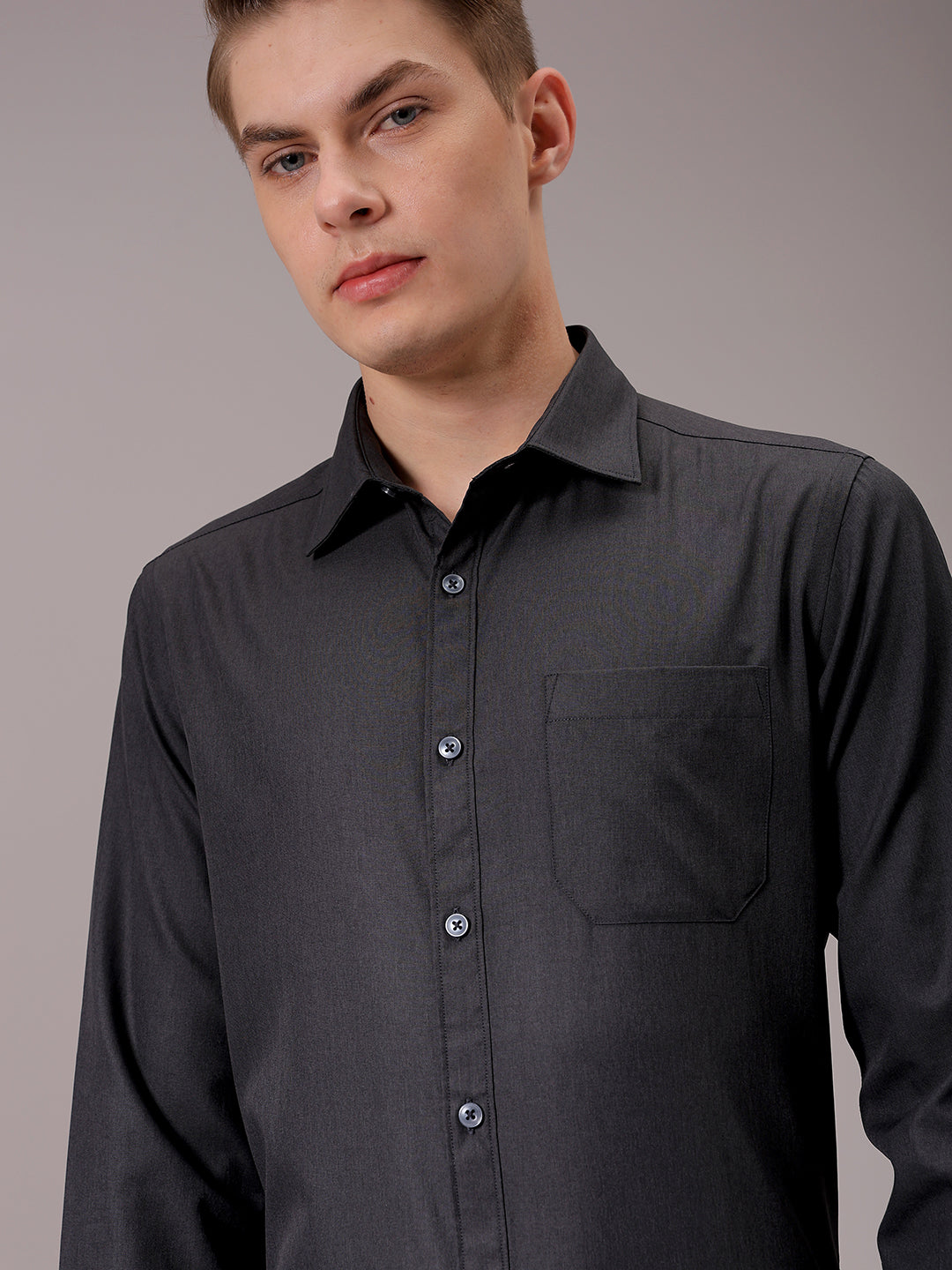 Men's Black Slim Fit Solid Formal Shirt