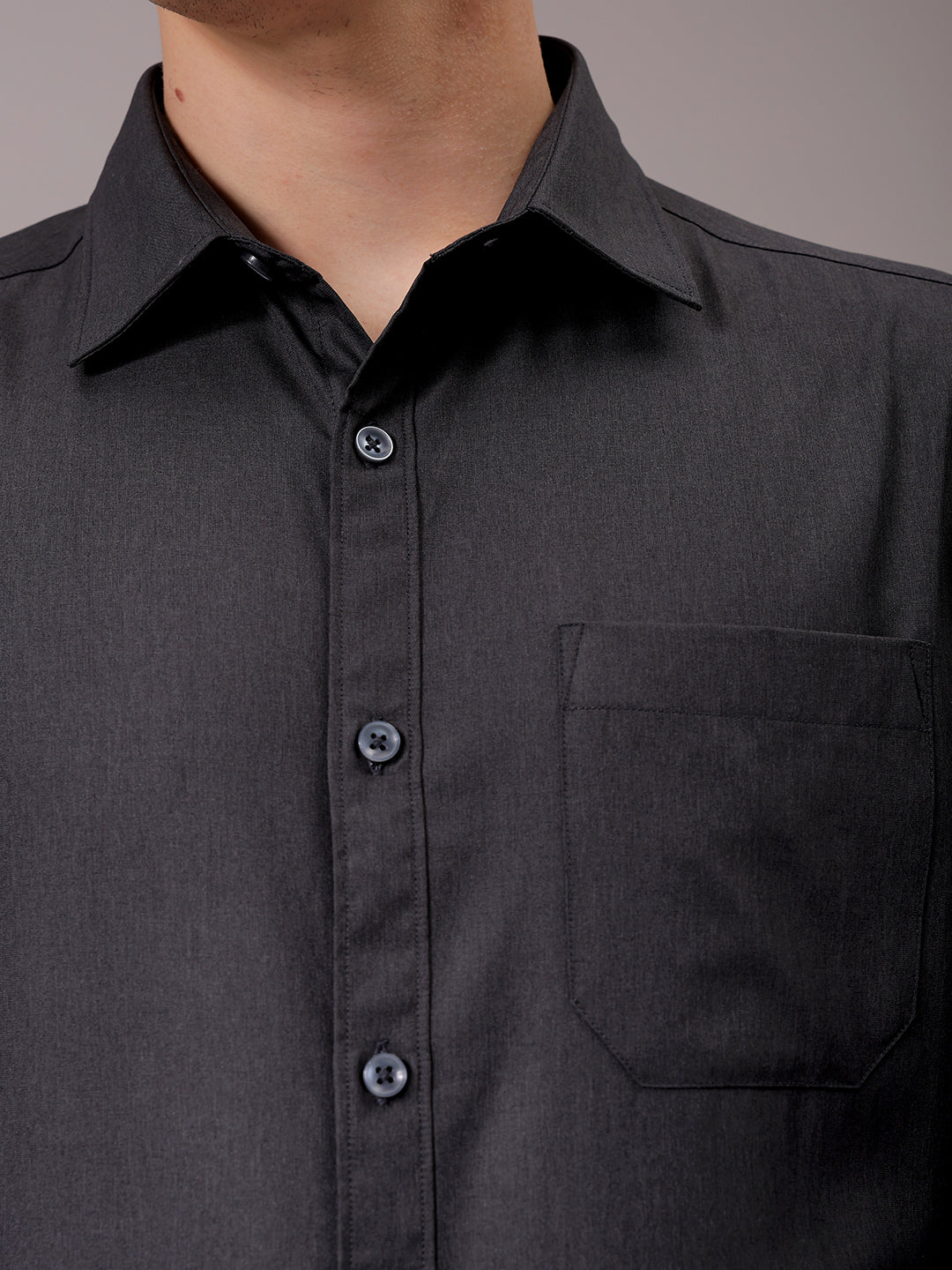 Men's Black Slim Fit Solid Formal Shirt