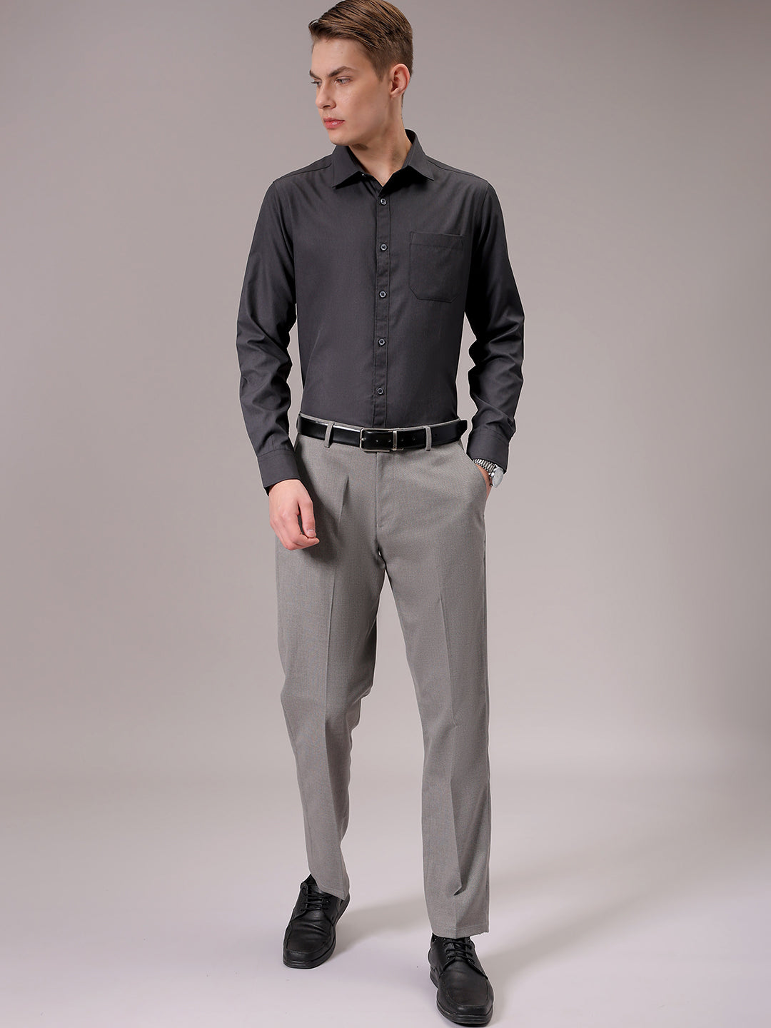 Men's Black Slim Fit Solid Formal Shirt