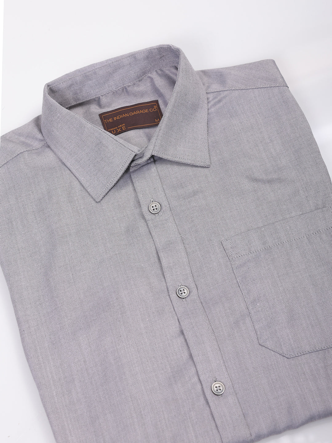 Men's Grey Slim Fit Solid Formal Shirt