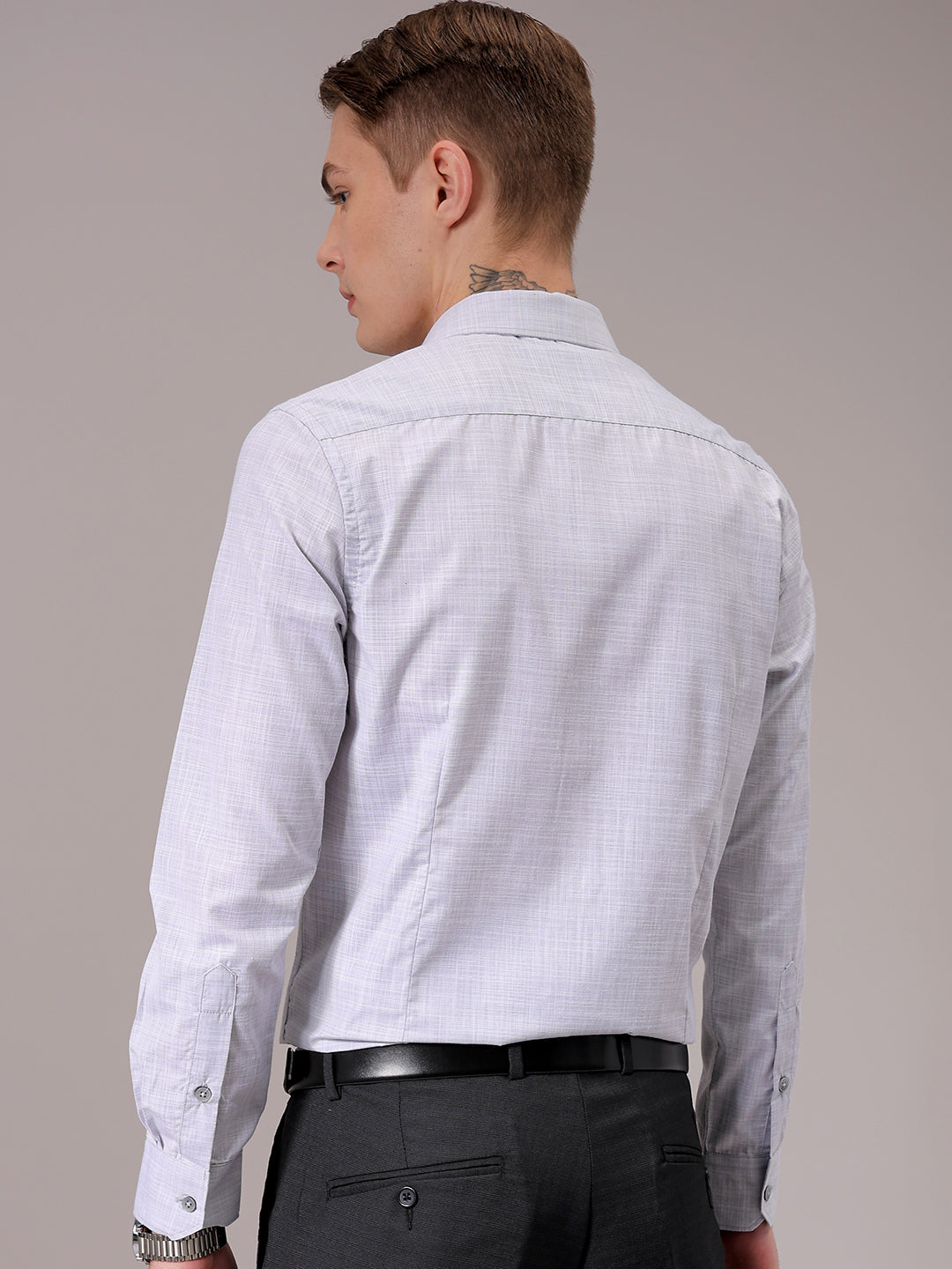 Men's Grey Slim Fit Solid Formal Shirt