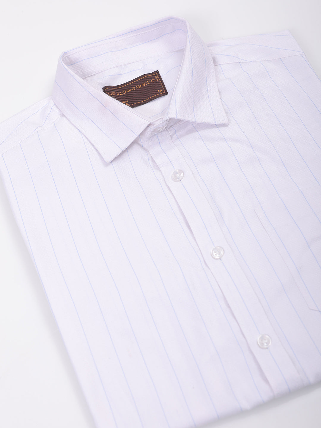 Men's White Slim Fit Striped Formal Shirt