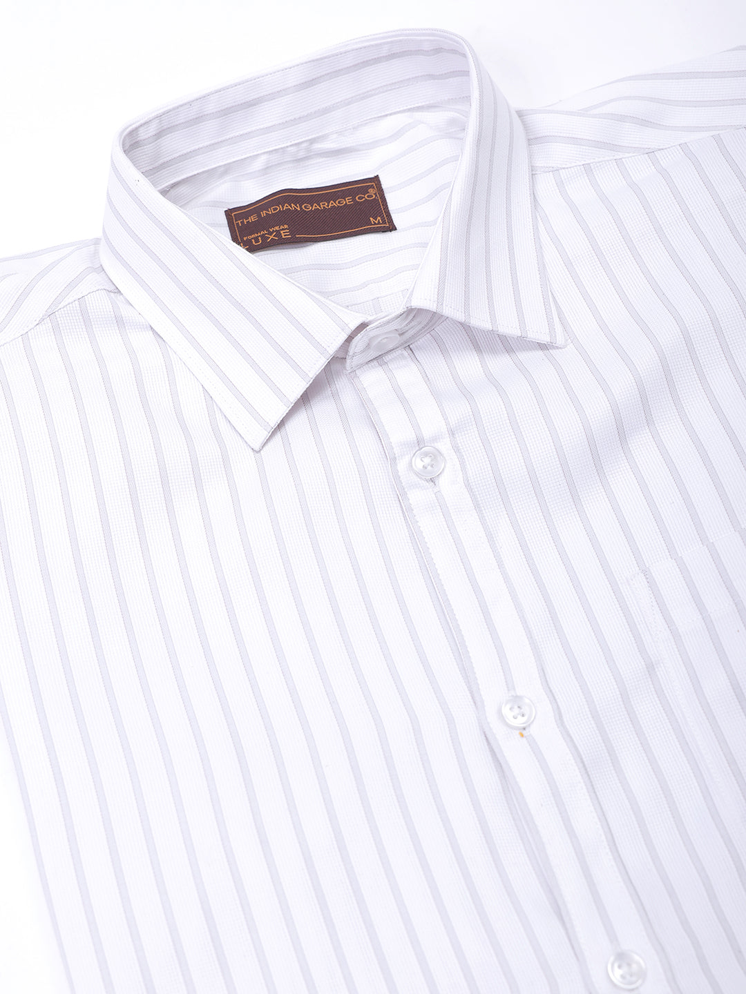 Men's Grey Slim Fit Striped Formal Shirt