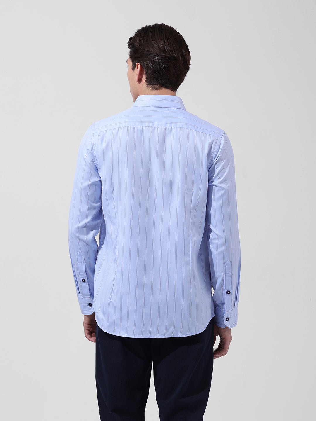 Men's Blue Slim Fit Striped Casual Shirt