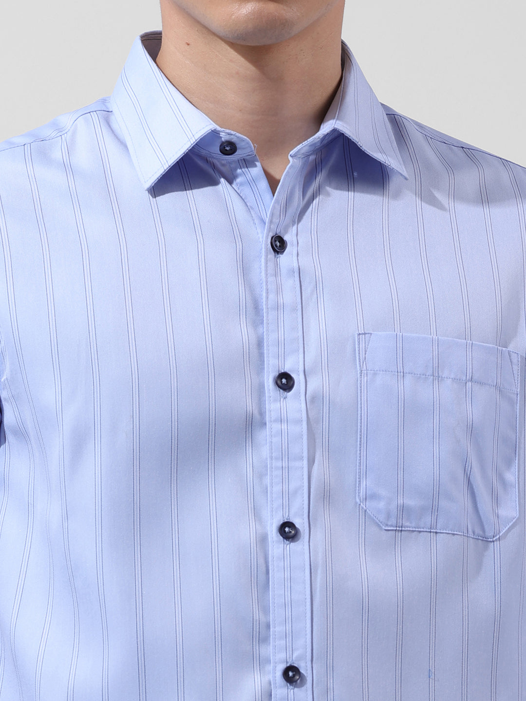 Men's Blue Slim Fit Striped Casual Shirt