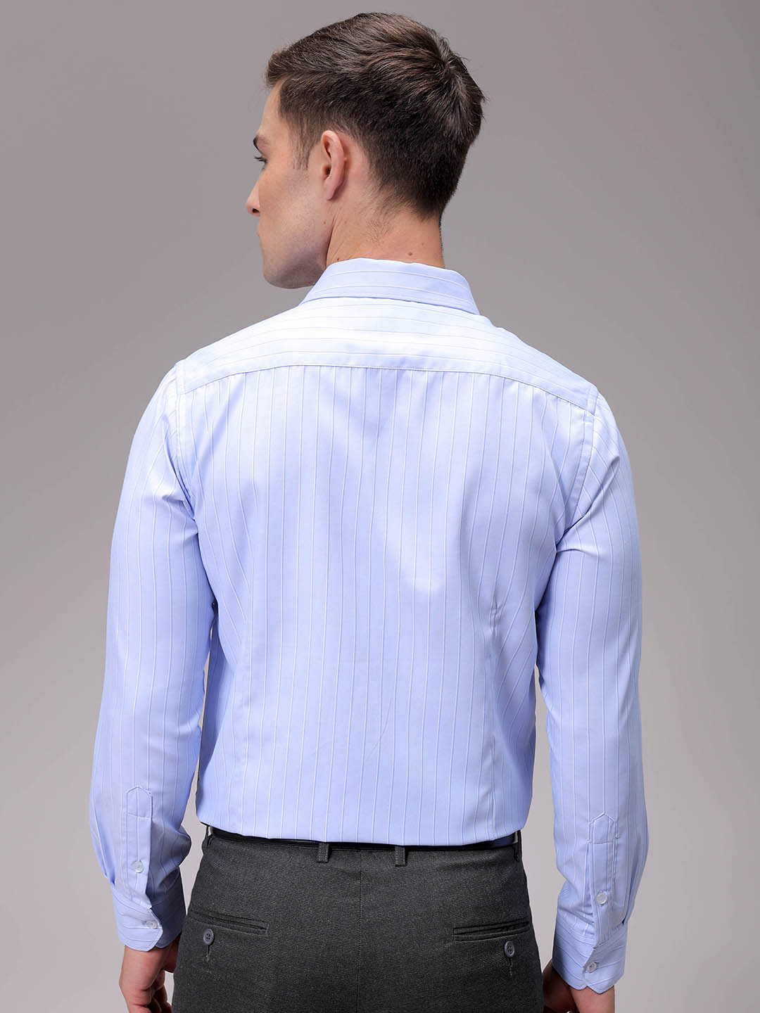 Men's Blue Slim Fit Striped Formal Shirt