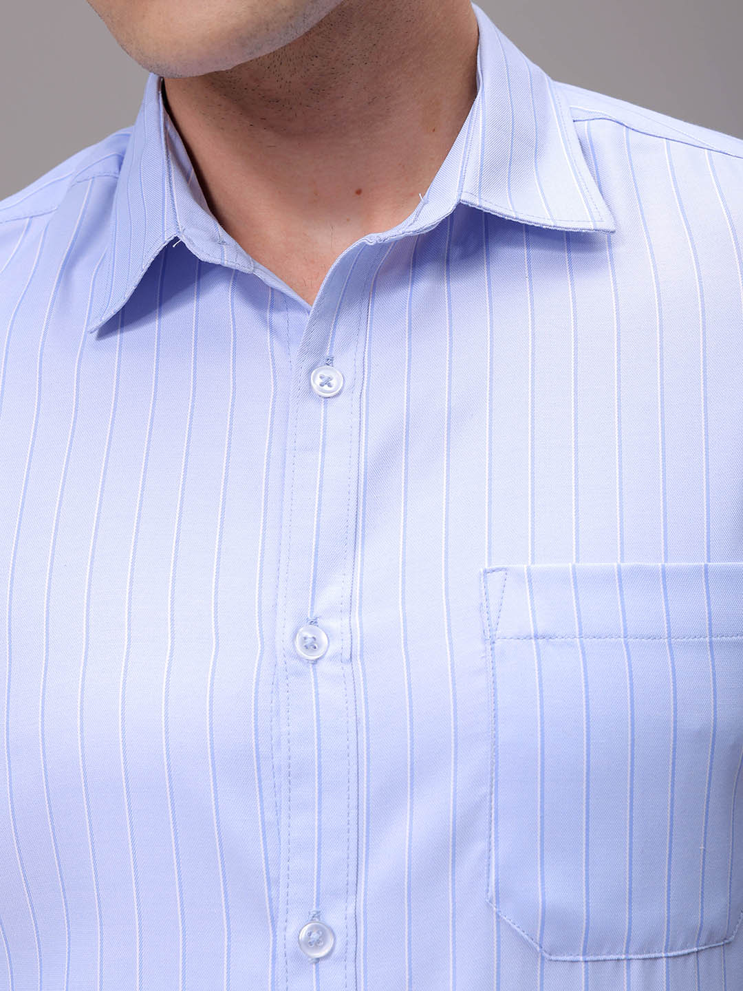 Men's Blue Slim Fit Striped Formal Shirt