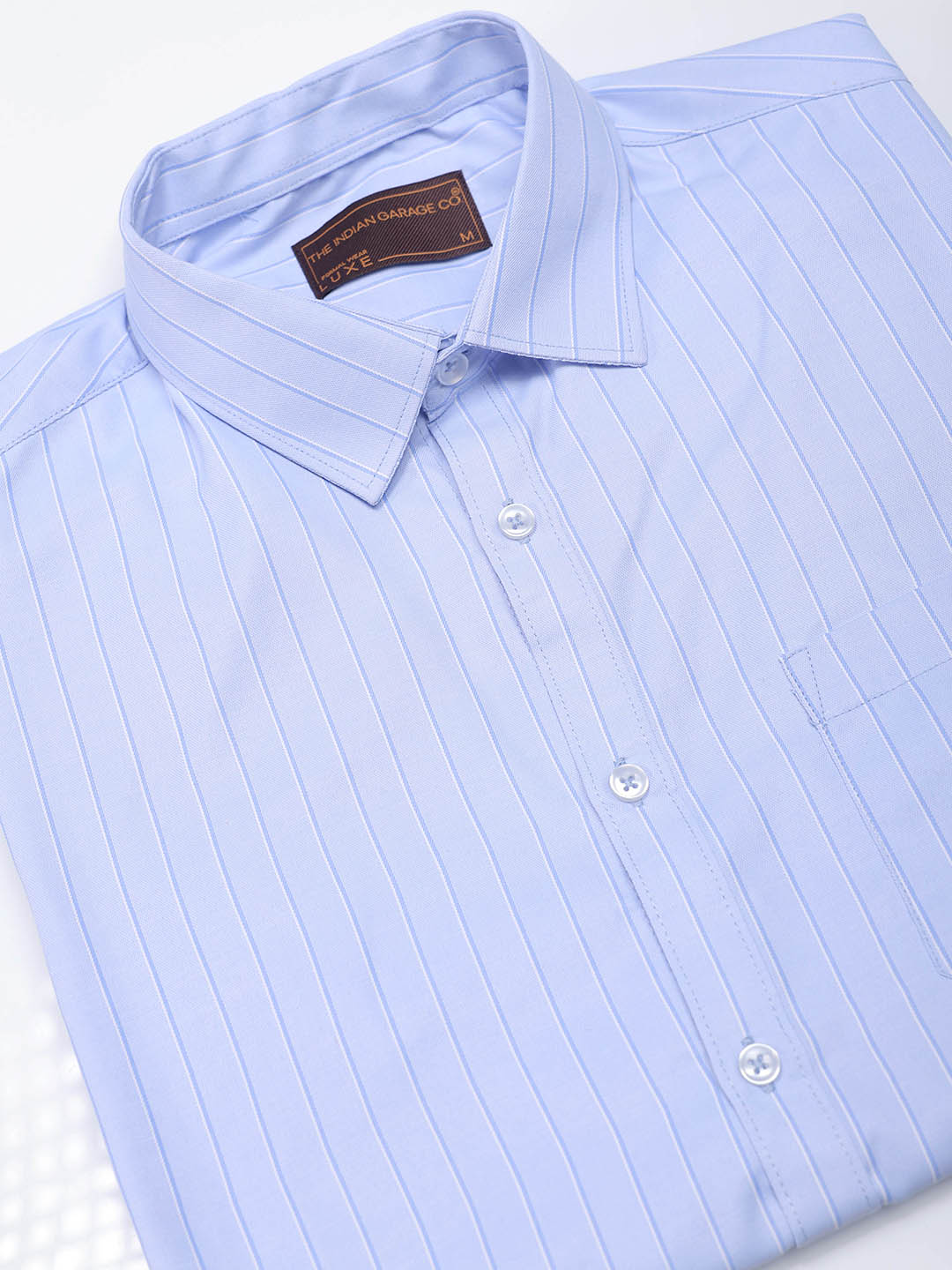 Men's Blue Slim Fit Striped Formal Shirt