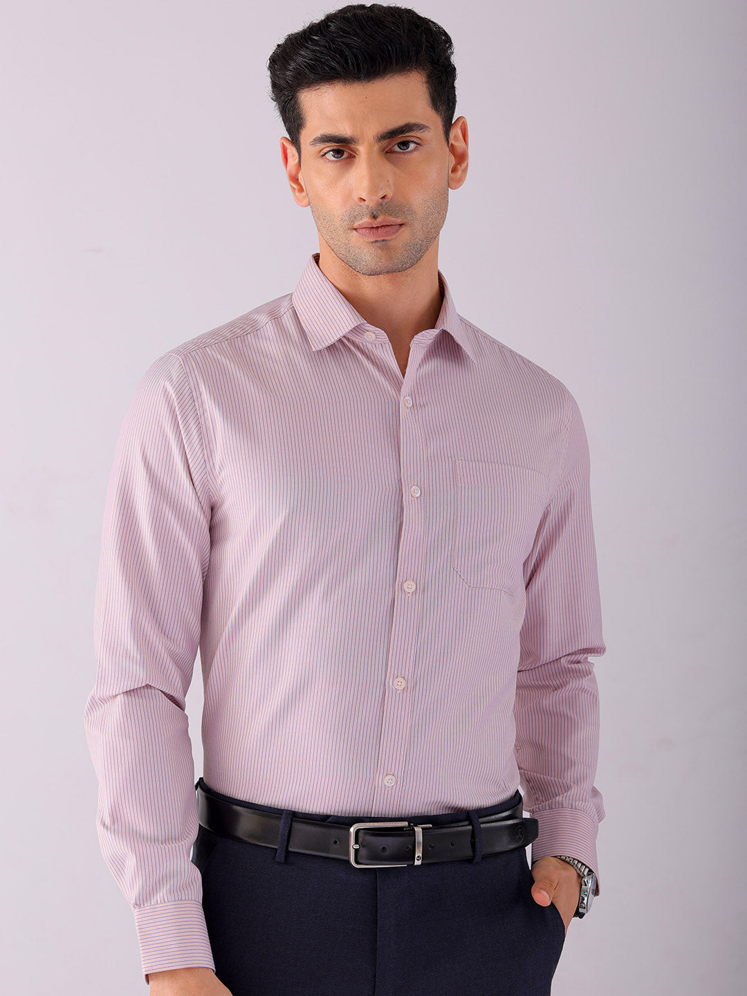 Shop Men's Striped Slim Fit Formal Shirt Online.