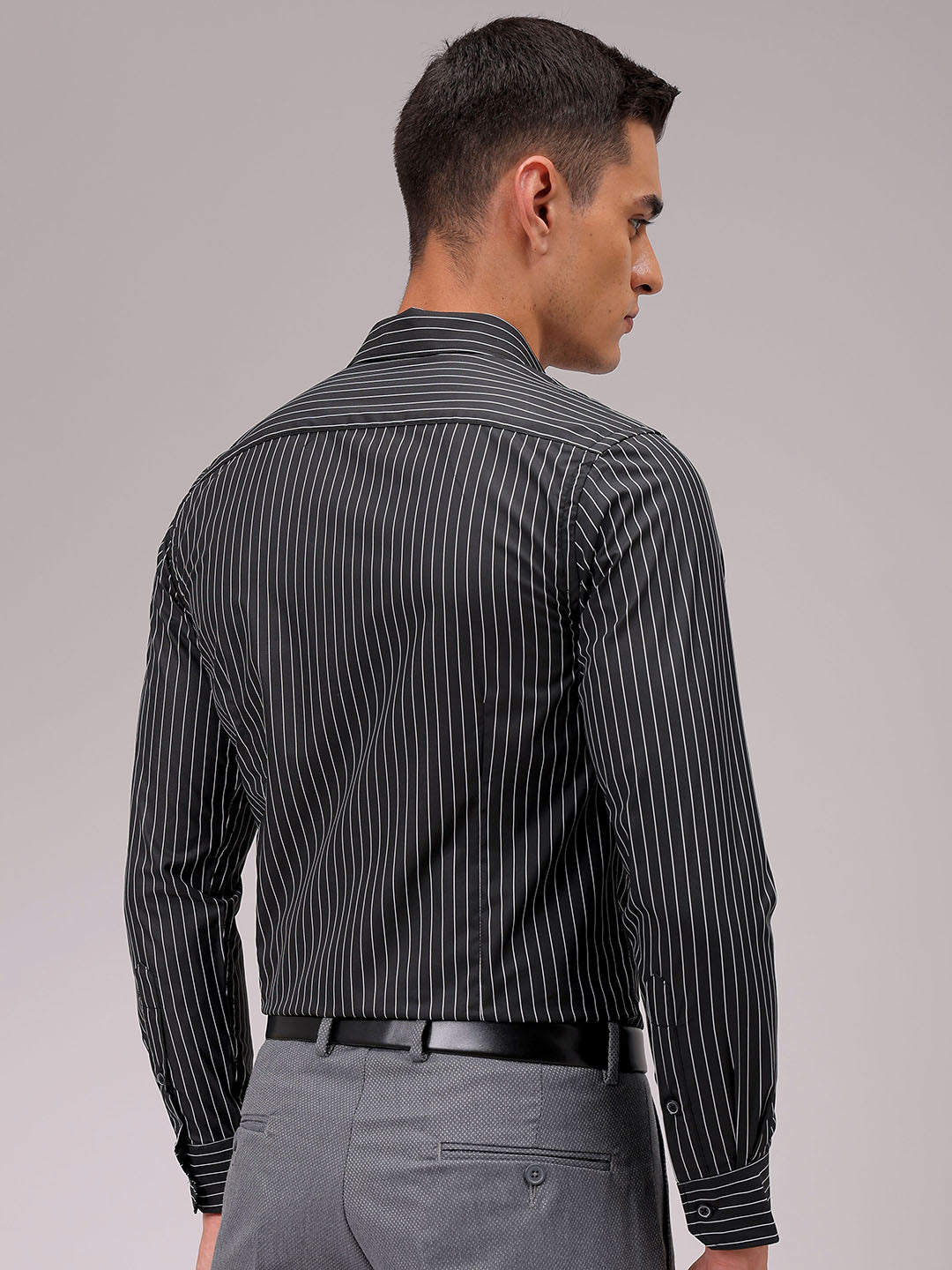 Men's Slim Fit Striped Formal Shirt