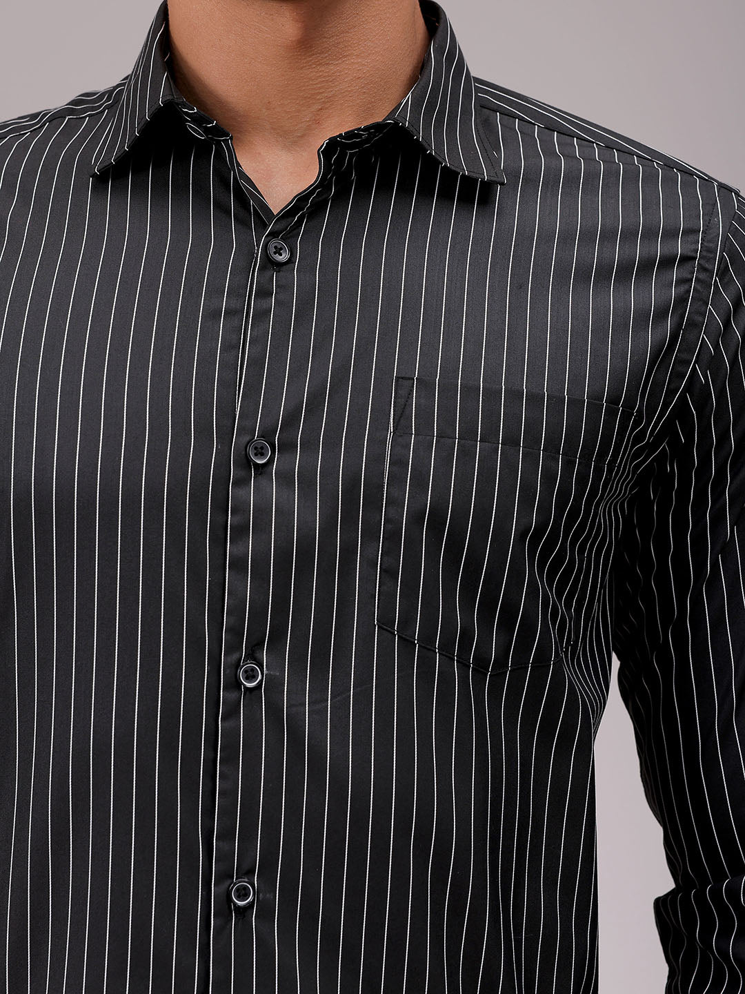 Men's Slim Fit Striped Formal Shirt