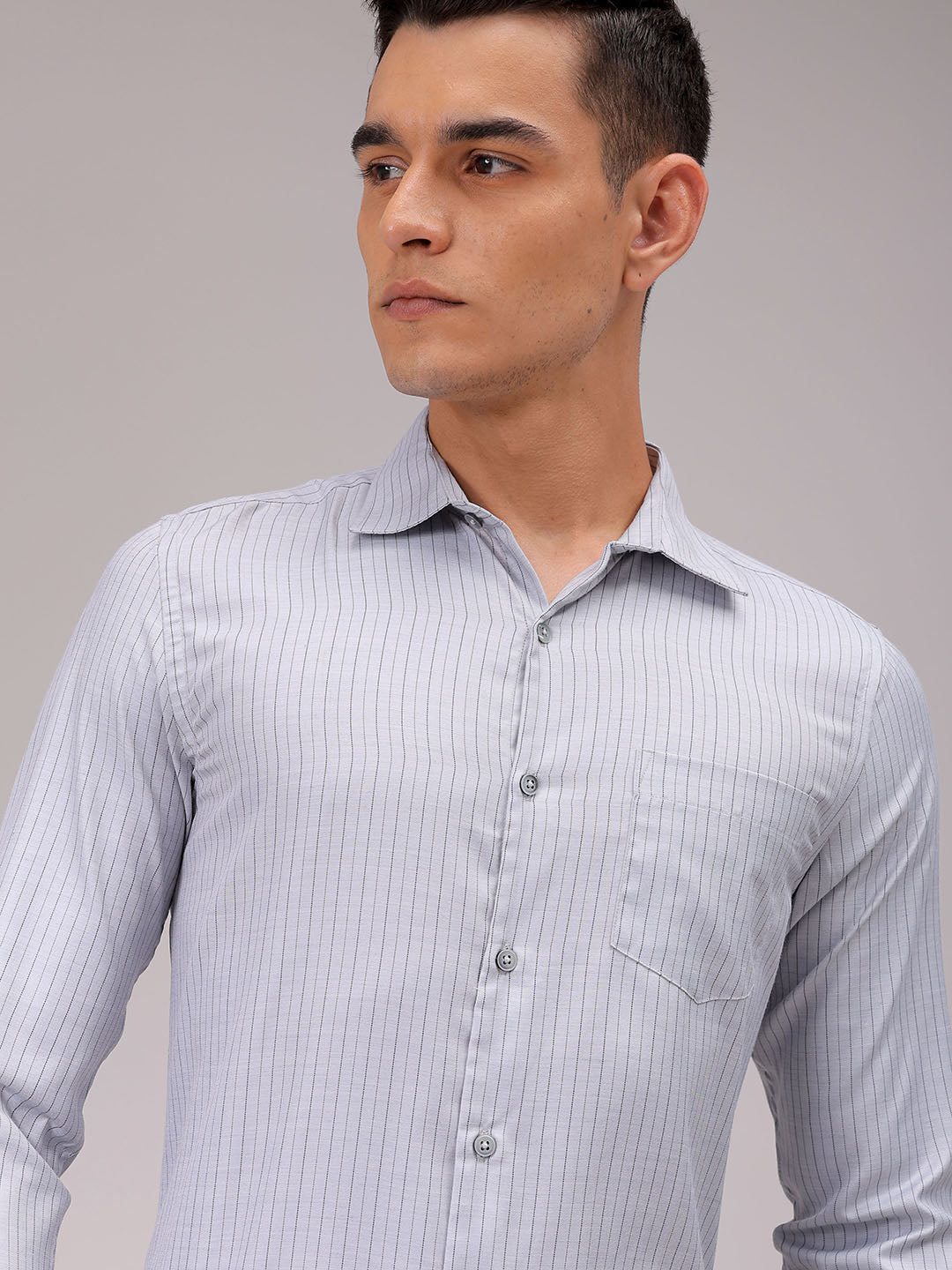 Men's Slim Fit Striped Formal Shirt