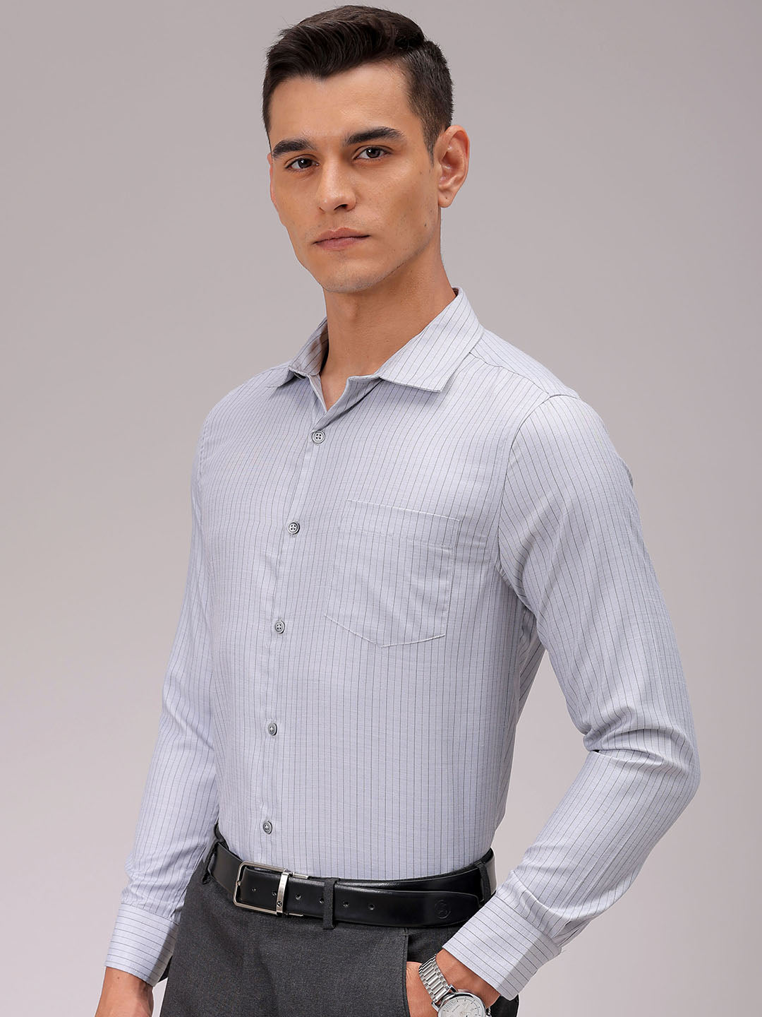 Men's Slim Fit Striped Formal Shirt