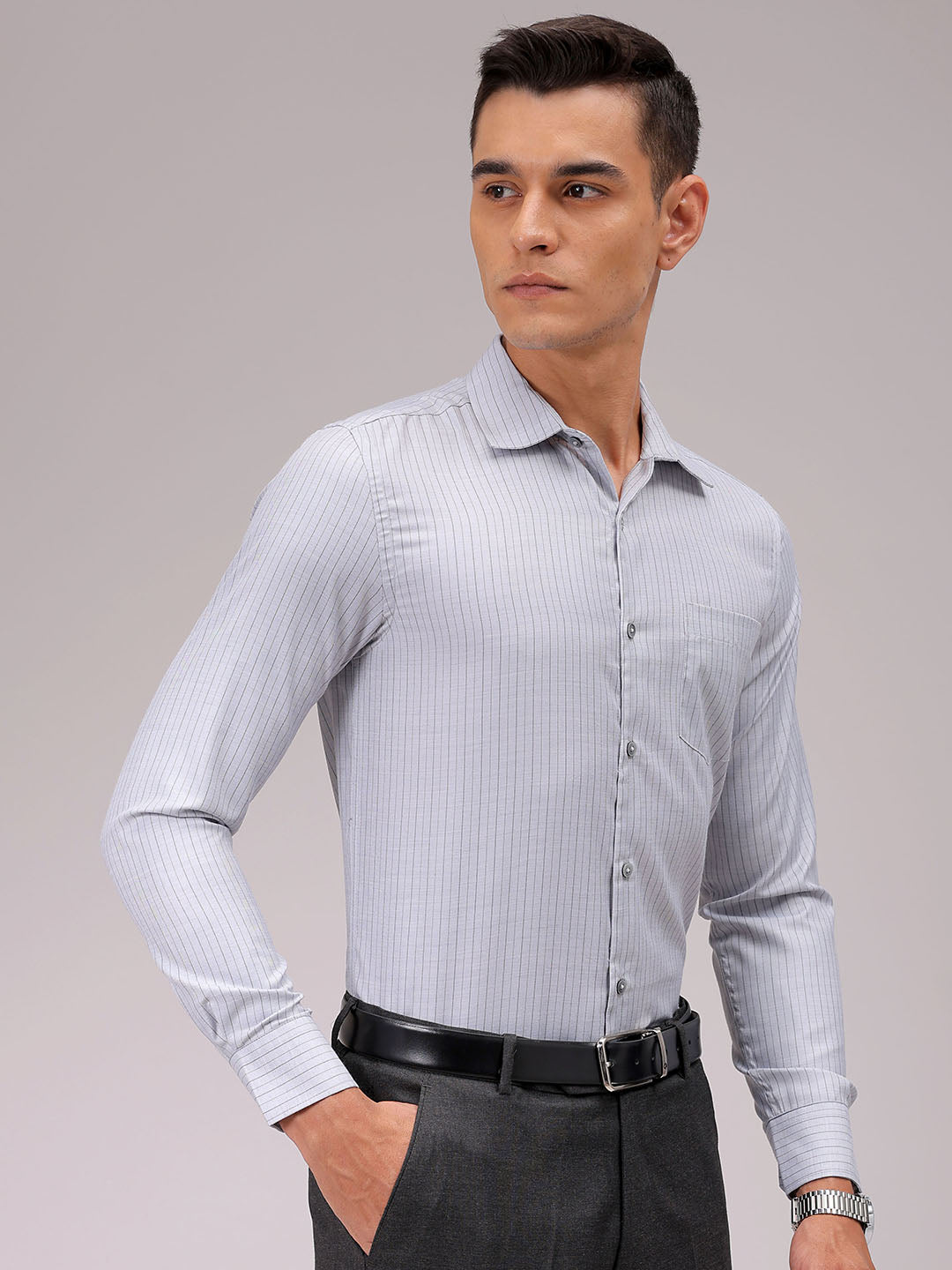 Men's Slim Fit Striped Formal Shirt