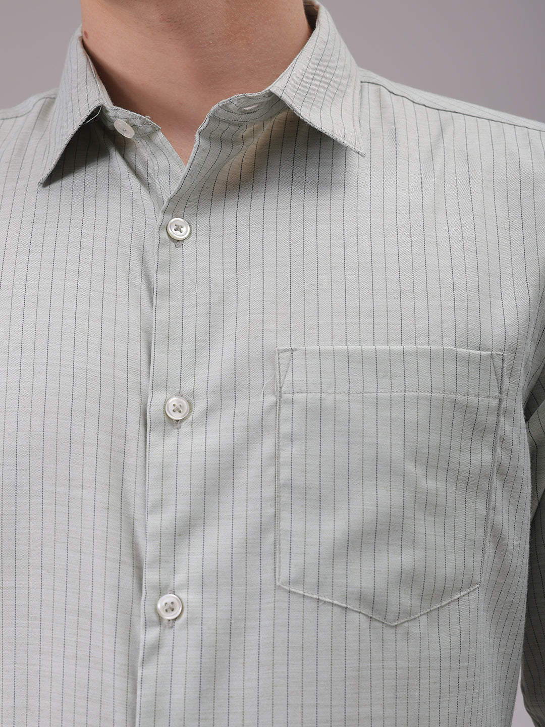 Men's Beige Slim Fit Striped Formal Shirt